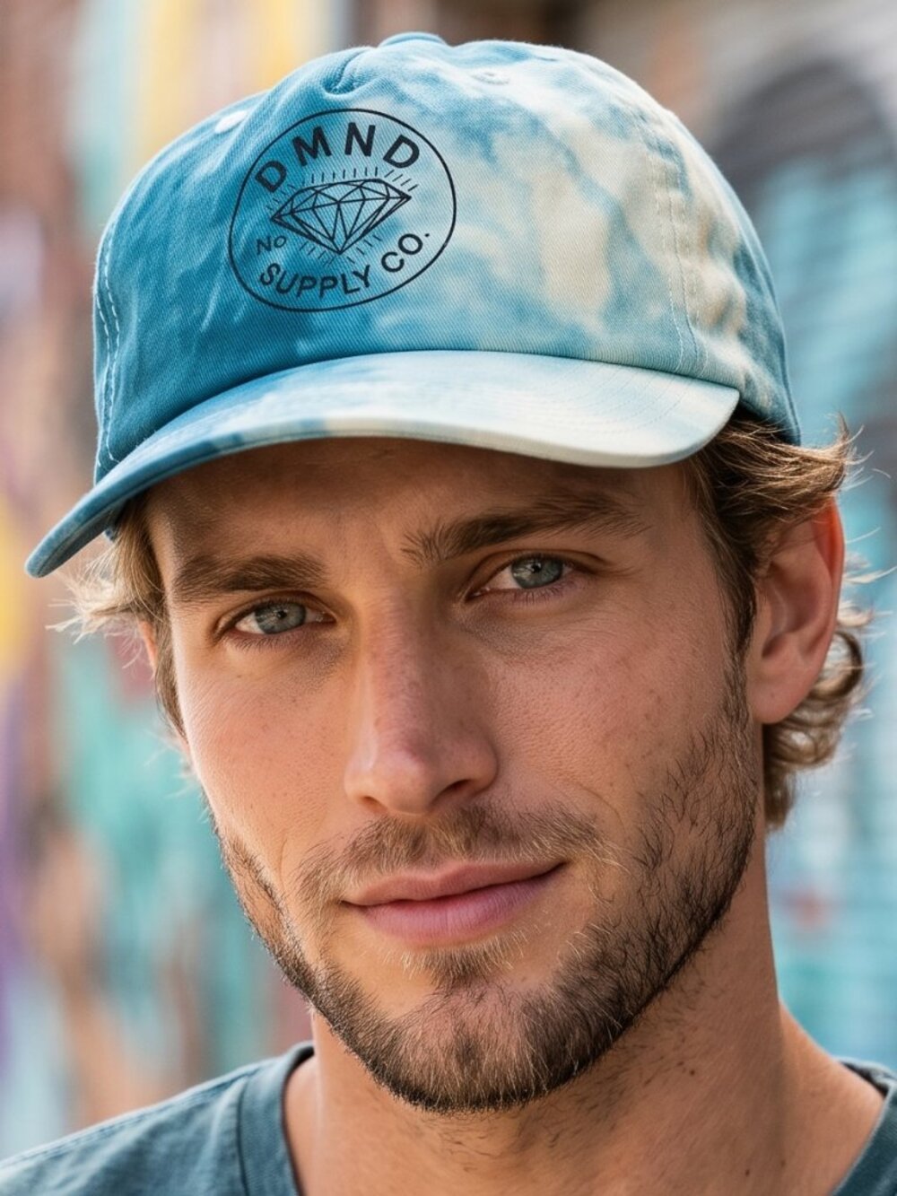 Diamond Supply Co. Tie Dye Hat Cotton Blue VTG Y2K Upcycled Tied Dyed Snapback